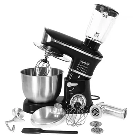 Eisenbach multifunkciós konyhai robotgép, húsdarálóval és turmixgéppel, 6 sebesség fokozattal, 6.5 literes edénnyel, többféle keverőfejjel és spatulával, 2000W fekete