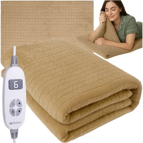 Elektromos takaró, fűtőmatrac, puha, fűthető, nagyméretű, 180 x 130 cm, 10 üzemmóddal és távirányítóval, bézs