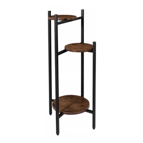 3 szintes, loft stílusú, stabil fém virágállvány,  fekete, 81 cm magas, 45 kg teherbírással