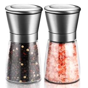 Két darabos elegáns, üveg, manuális só és borsőrlő