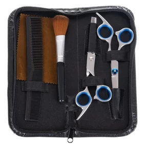 Professzionális, 7 részes fodrászkészlet, sima pengéjű és ritkító ollóval, kiegészítőkkel