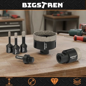 6 részes gyémánt fúrókészlet, körkivágó szett, kőagyaghoz és kerámiához, 6–68 mm + adapter, M14 menetes