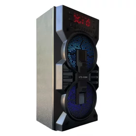 Akkumulátoros FM rádiós bluetooth hangfal digitális kijelzővel, microSD, USB, 2x5W, Fekete