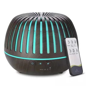 Bordázott, fa hatású aromapárásító, illatosító, 7 szín, távirányítható, sötétbarna