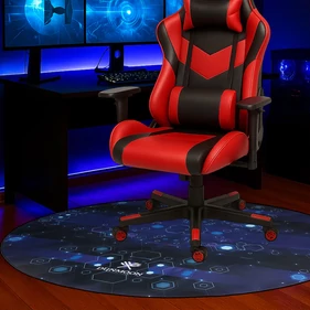 Gamer padlóvédő szőnyeg 120x120 cm méretben, kör alakú, vízálló, mintázott