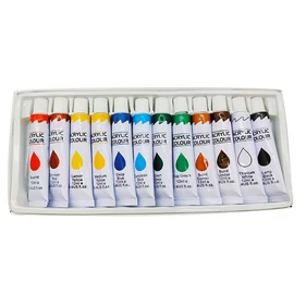 Akril festőkészlet, 12 szín, 10 ecset, 3 vászon, paletta, komplett művész szett kezdőknek és haladóknak