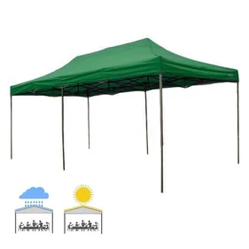 Összecsukható, fémvázas, kerti pavilon, sörsátor ponyvával, 3x6 m méretben, zöld