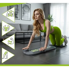 Multifunkciós pilates edzőtábla, csúszásmentes, összecsukható, többfunkciós otthoni fitneszdeszka pilátesz és jóga gyakorlatokhoz, egyensúlyozó és hasi edzés gyakorlatokhoz, 97x35 cm, szürke