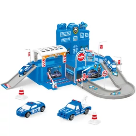 Rendőrörs építőjáték, autópálya, variálható, kisautókkal