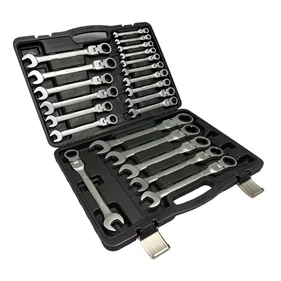 22 részes hajlékony csillag-villás racsnis kulcskészlet hordozó dobozban