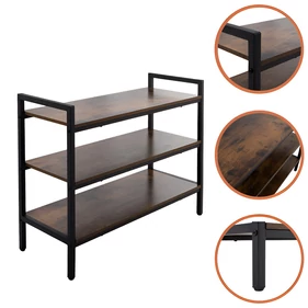 Praktikus cipőpolc 3 polccal, fém kerettel, 30 kg terhelhetősé, Loft stílusú, könnyű összeszerelés