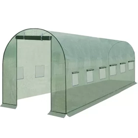Fólia alagút kerti fóliasátorhoz, melegházhoz, 6x3x2 méteres vázhoz, 18 m2, 12 ablakos, zöld