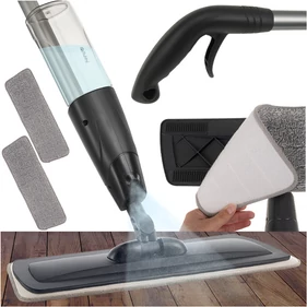 ​Mikroszálas lapos felmosó szett víztartállyal, 41 cm felmosófelülettel, 600 ml űrtartalommal, kettő mikroszálas kendővel