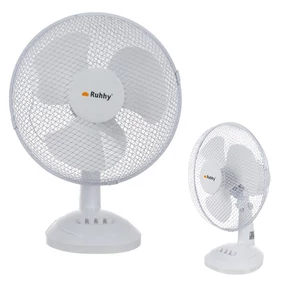 Asztali ventilátor 3 sebességi fokozattal, oszcilláló funkcióval, dönthető, 38W, fehér színben