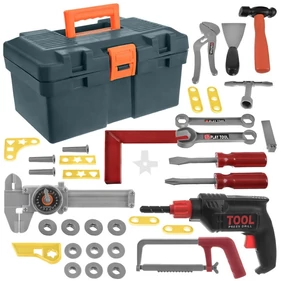 32 darabos valósághű kézügyesség-fejlesztő gyerek barkácskészlet hordozható bőröndben