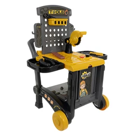 Gyermek 3-az-1-ben játékműhely szett, 59 részes barkács és szerelős készlet kocsivá és talicskává alakítható műhellyel, kiegészítőkkel 