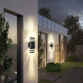 Worth Air kültéri, fali lámpa homlokzatra, vízálló kivitel IP65 védelemmel, 2 db E27 foglalattal, 60 W, fekete