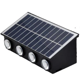 Falra szerelhető, kültéri, napelemes, akkus ledlámpa, 8 ledes