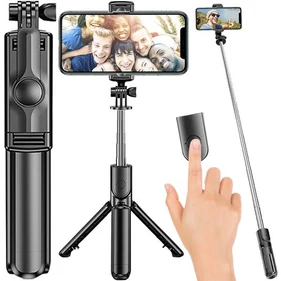 Többfunkciós selfie bot / tripod 2 az 1-ben, távirányítóval és Bluetooth kapcsolattal, fekete
