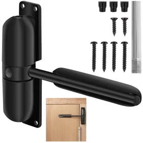 Ajtózáró, lassító funkcióval, behúzó karral, zárral és reteszeléssel, 60 kg-ig, fekete