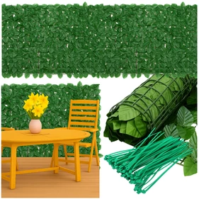 Műsövény erkélyre, kerítésre, 6 paneles betekintésgátló, 3 x 1 m méretben, zöld