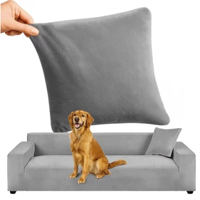 Rugalmas fotel- és kanapévédő huzat, ajándék párnahuzattal 190-230 cm méretben, bársony, sötétszürke