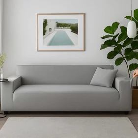 Rugalmas fotel- és kanapévédő huzat, ajándék párnahuzattal 190-230 cm méretben, bársony, sötétszürke