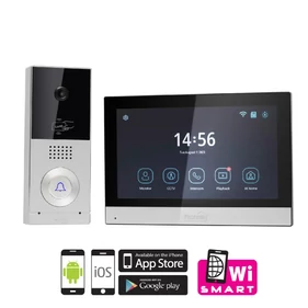 Home DPV SMART video kaputelefon, 7\ érintőképernyő, IP65, AHD kamera, mozgásérzékelő, RFID, bővíthető, InterCom, Smart Life, Tuya Smart&quot;