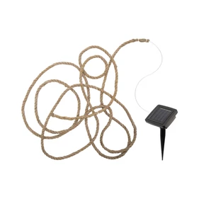 HOME MXROPE napelemes fényfüzér kötélen, 52 db melegfehér LED, 2 üzemmód, 5 méter hosszú, cserélhető akkumulátor