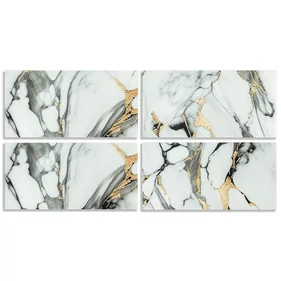 Öntapadós PVC csempepanel, 4db-os csomag, fehér-fekete-sárgásbarna márvány, 30 x 60 cm