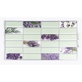 3D PVC falpanel Lila virág, halvány zöld alapon  mintás