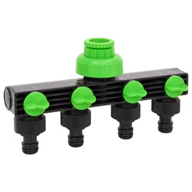 Zöld és fekete ABS és PP 4-irányú csap adapter 19,5 x 6 x 11 cm