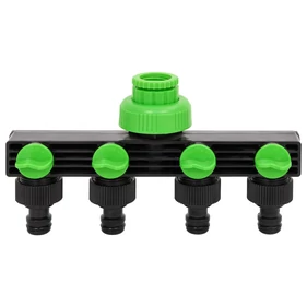 Zöld és fekete ABS és PP 4-irányú csap adapter 19,5 x 6 x 11 cm