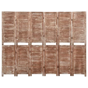6 paneles barna tömör császárfa paraván 210 x 165 cm