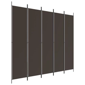 5 paneles barna szövet paraván 250 x 220 cm