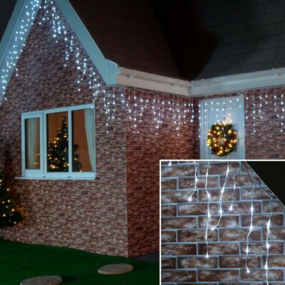 180 LED-es karácsonyi jégcsap fényfüzér, izzósor, 8,5 m - hidegfehér