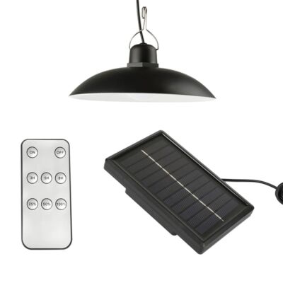 Retro függeszthető napelemes LED lámpa távirányítóval, szolár panellel