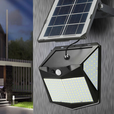Négy irányba világító, mozgásérzékelős, 240 ledes napelemes lámpa