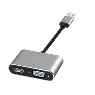 USB2.0 - HDMI/VGA átalakító adapter, + 3.5 mm jack csatlakozó