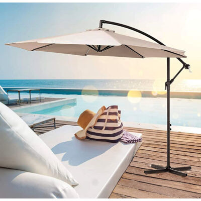 Elite Garden® prémium függő napernyő tartókonzollal, 3 méter, bézs