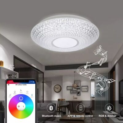 Bluetooth hangszórós RGBW mennyezeti LED lámpa távirányítóval, 2x24W - 2x36W, 42 cm