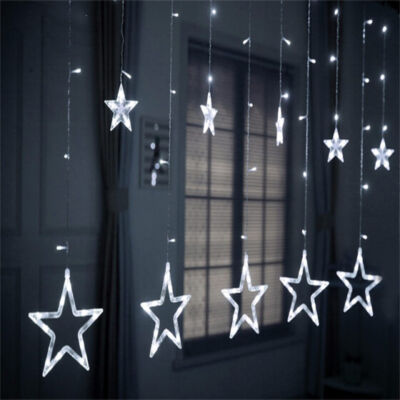 Hidegfehér sorolható fényfüggöny csillagokkal, 8 programmal, 200cm