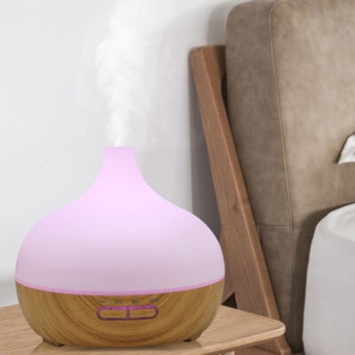 Fa hatású távirányítós óriás aromaterápiás párologtató, ultrahangos párásító, illatosító, 400 ml - vulkán