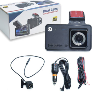 Dual Lens FullHD autós fedélzeti kamerakészlet, menetrögzítő és tolatókamerával
