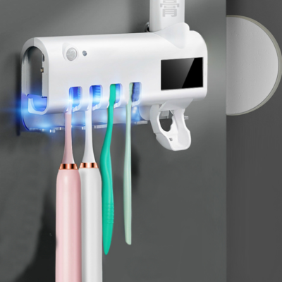 Falra szerelhető családi UV fényes fogkefe sterilizáló és fogkrém adagoló