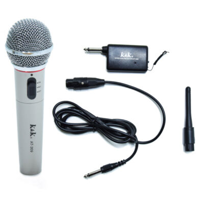 K&K Vezeték nélküli karaoke mikrofon, ezüst színű AT-309