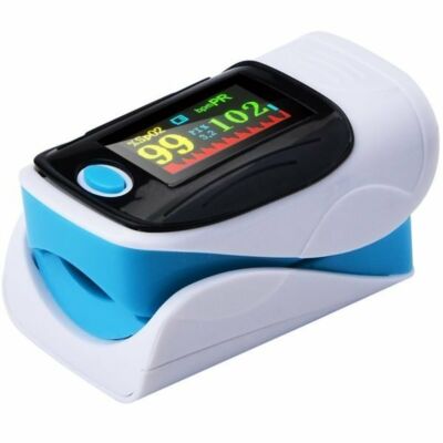 Ujjra csiptethető digitális pulzoximéter, véroxigénmérő, pulzusmérő színes kijelzővel, kék