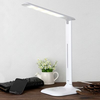 Állítható fényerejű asztali LED lámpa hálózati adapterrel, fehér