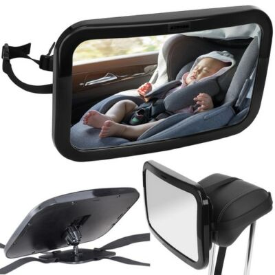 Babamegfigyelő visszapillantó tükör, autós babatükör, fejtámlára szerelhető, 4 pántos konzollal