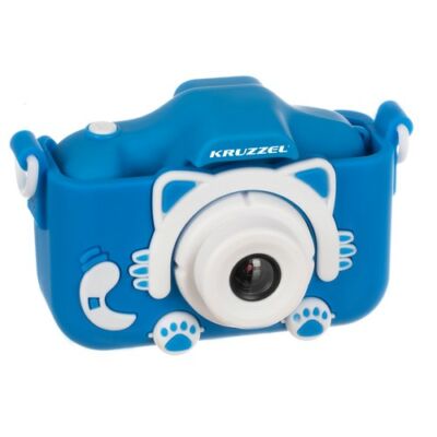 Cicaelőlapos digitális fényképezőgép és kamera gyerekeknek, Full HD felvétel, 32 GB SD-kártyával, kék színben